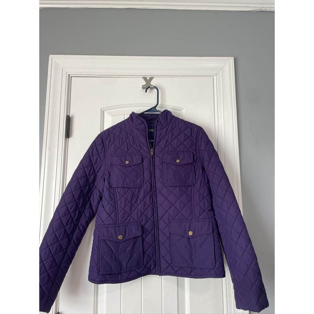 LAUREN Ralph Lauren Jacket Women's Medium Purple Quilted Barn Coat Zip‎ Classic